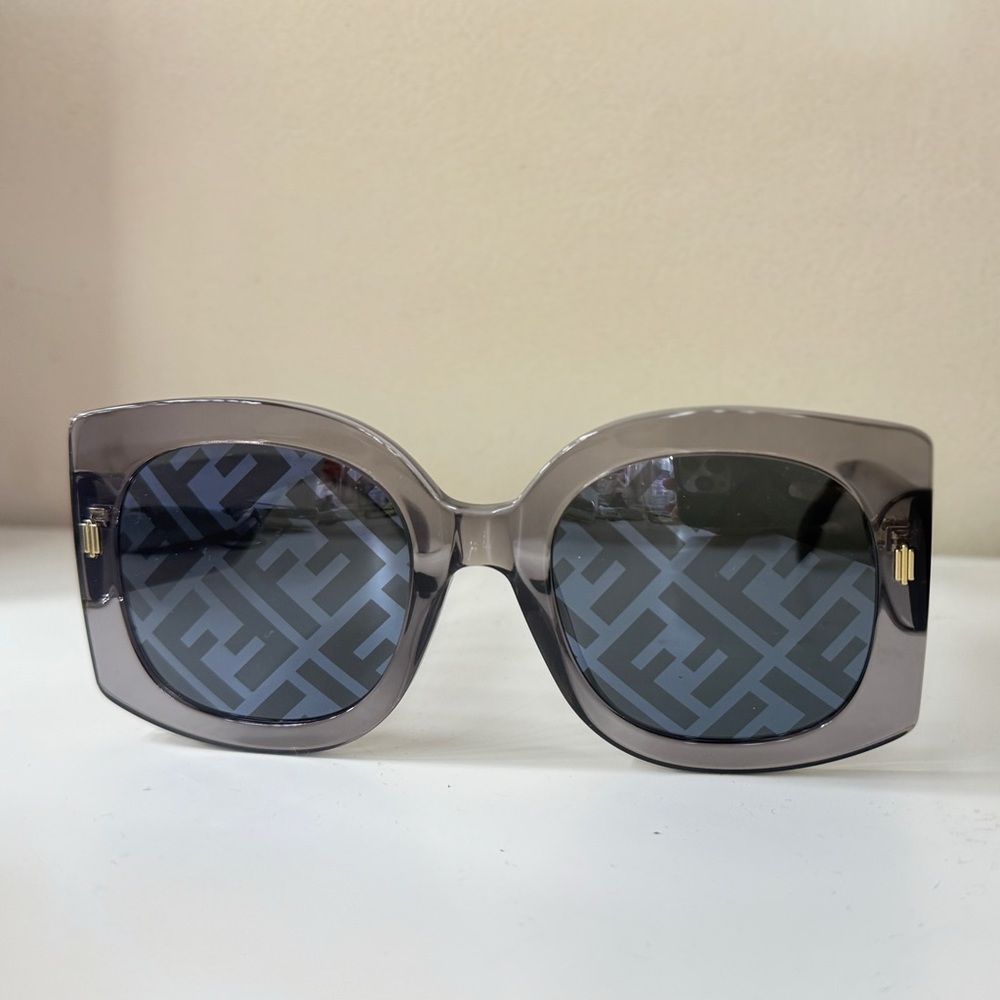 Fendi Gray Logo-Pattern Square Sunglasses - image 1